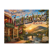 Saudações de Fryeburg Maine Cartão Postal Nostálgi