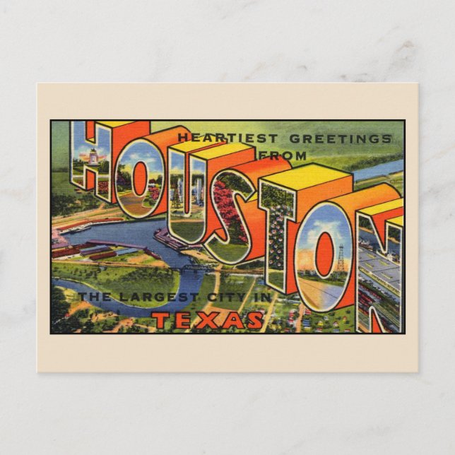 Saudações de Houston Cartão Postal de Letra Grande (Frente)