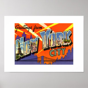 Saudações de Impressão Vintage Nova York