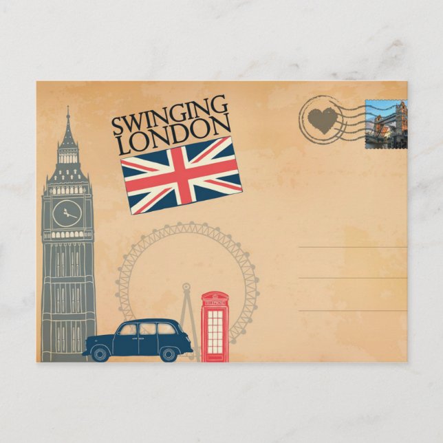 Saudações de Londres, Cartão Postal do Reino Unido (Frente)