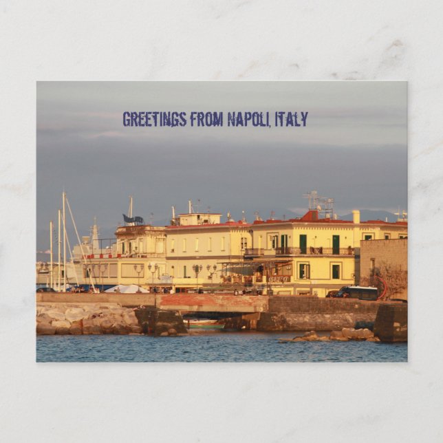 Saudações de Napoli, cartão postal italiano (Frente)