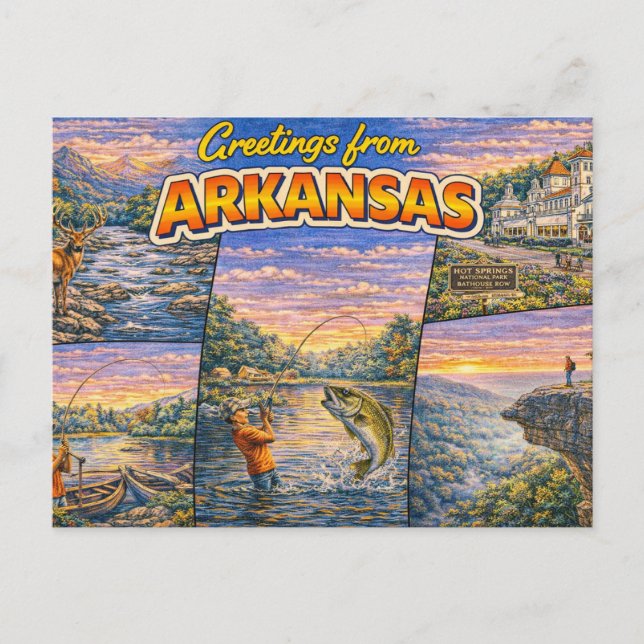 Saudações do Arkansas Cartão Postal (Frente)