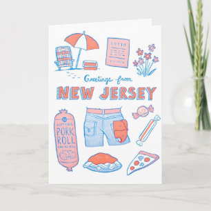 Saudações do Cartão de Letterpress de Nova Jersey