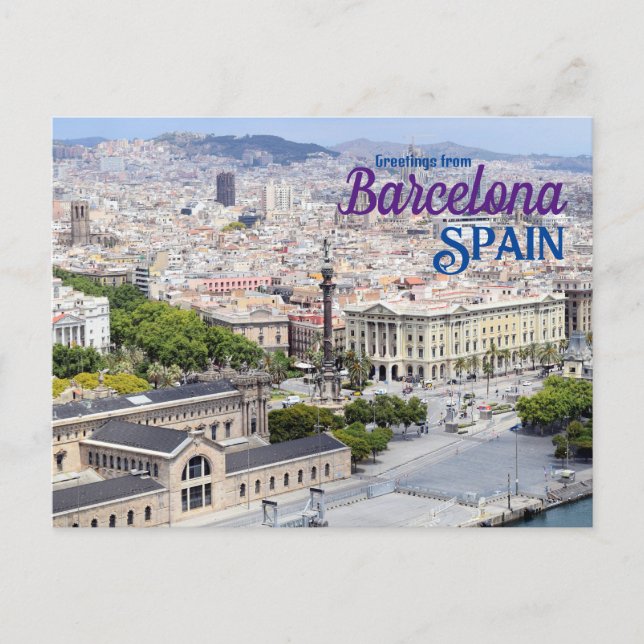 Saudações do cartão postal da Espanha de Barcelona (Frente)