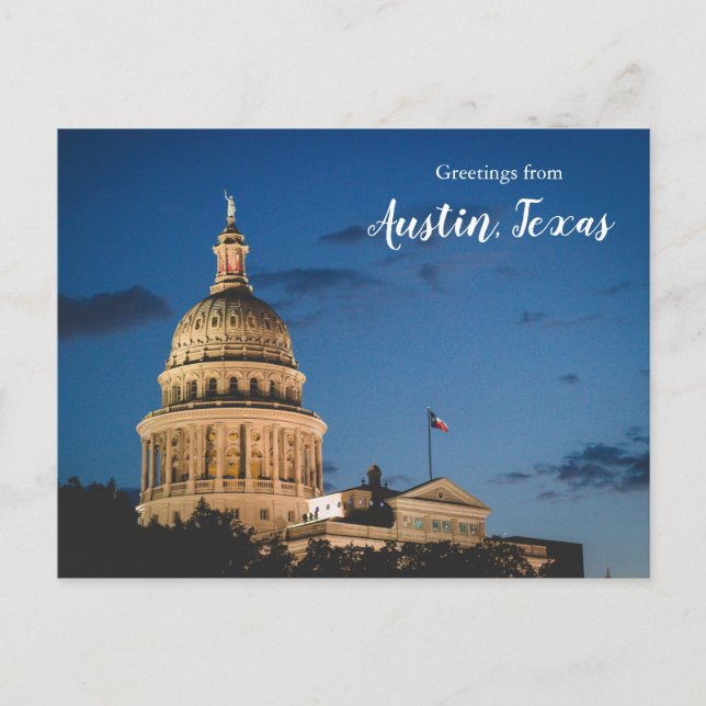 Saudações do cartão postal de Austin Texas (Frente)