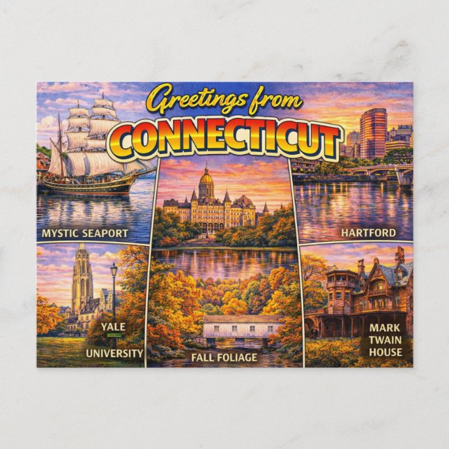 Saudações Do Cartão Postal De Connecticut (Frente)