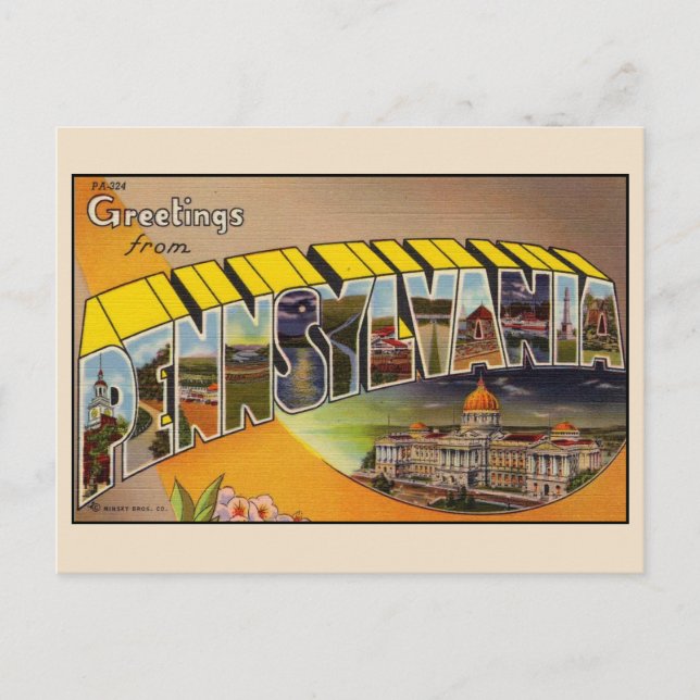 Saudações do cartão postal de letra grande da Pens (Frente)