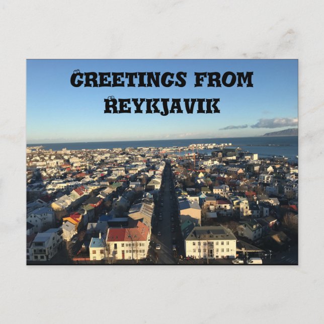 Saudações do cartão postal de Reykjavik (Frente)