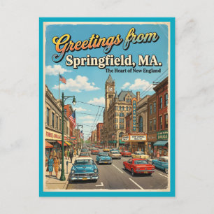Saudações do Cartão Postal de Springfield MA, déca