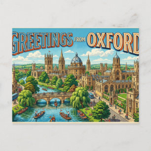 Saudações do Cartão Postal de Viagem Antigo de Oxf