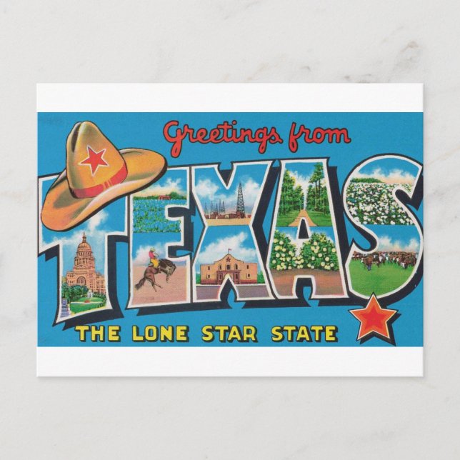 Saudações do cartão postal do Texas (Frente)