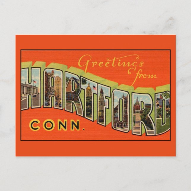 Saudações do cartão postal grande de Hartford (Frente)