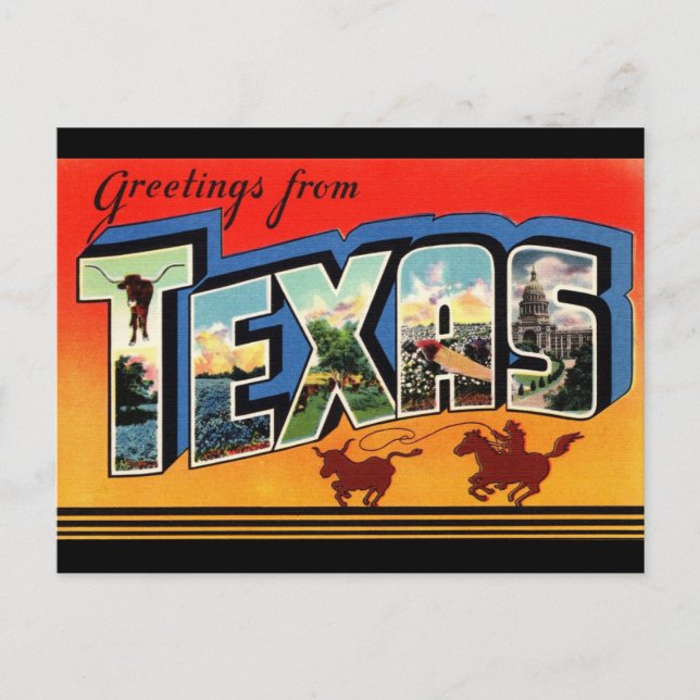 Saudações do cartão postal Viagem do Texas (Frente)