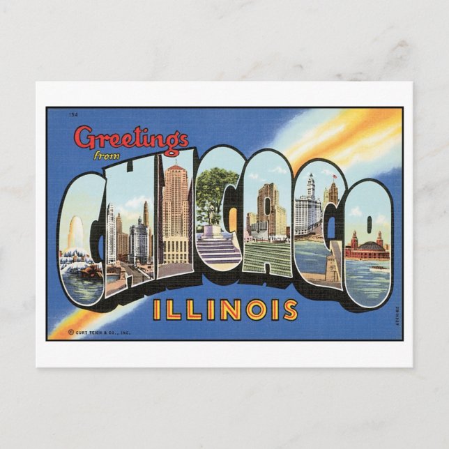Saudações Do Cartão Postal Vintage De Chicago (Frente)