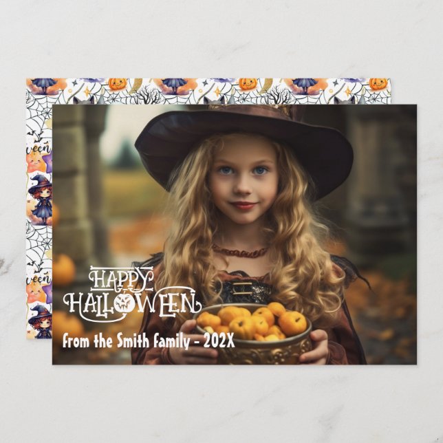 Saudações do Feliz Halloween Cartão com fotos Seas (Frente/Verso)