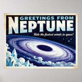 Saudações do Neptune Retro Sci-Fi Poster
