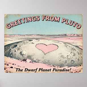 Saudações do Plutão Retro SciFi Poster