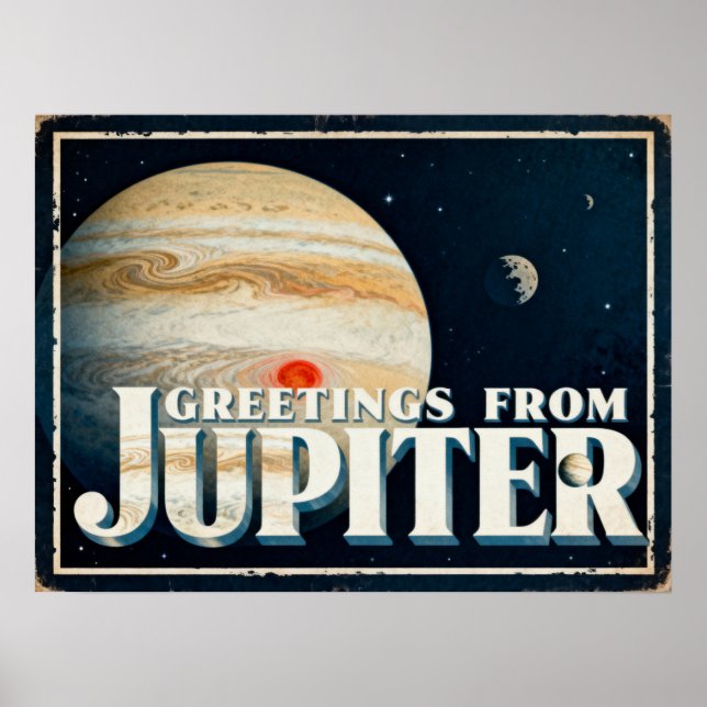 Saudações do Poster de Júpiter Retro Sci-Fi (Frente)
