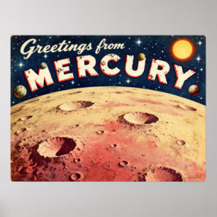 Saudações do Poster de Mercury Retro Sci-Fi