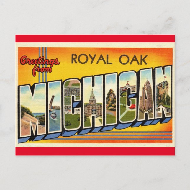 Saudações do Royal Oak Michigan Cartão Postal de V (Frente)