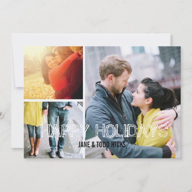 Saudações familiares: Cartão com fotos de Férias (Frente)