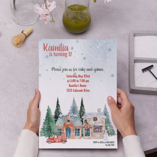 Saudações Sazonais Convite Bloom Aniversário (January Bloom Birthday Invitation Card)