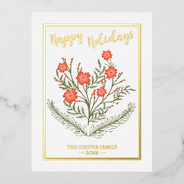 Saudações Sazonais de Natal Feliz Floral de invern