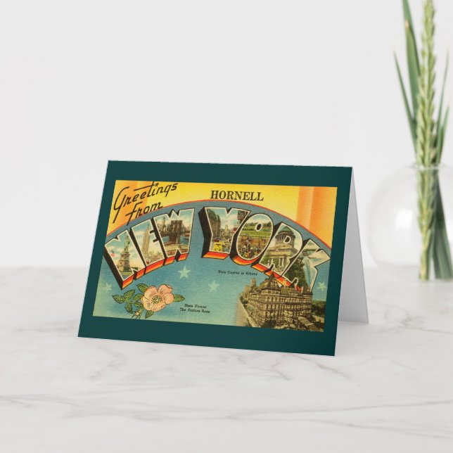 Saudações Vintage do Cartão de Nova Iorque (Frente)