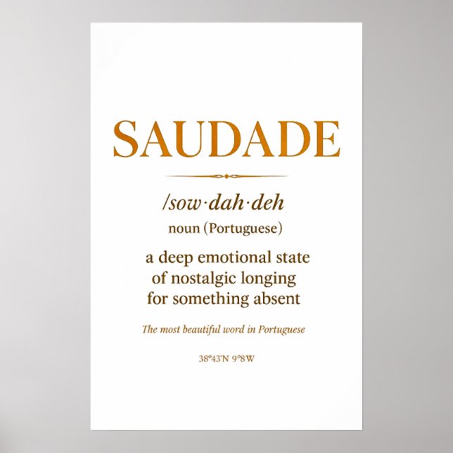 Saudade – Impressão de Definição Portuguesa Minima (Frente)