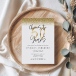 Saúde a 50 anos na moda preto e ouro<br><div class="desc">Anima-se com o convite de aniversário de na moda de 50 anos de efeito negro e ouro. Texto de script moderno monocromático design. Parte de uma coleção.</div>