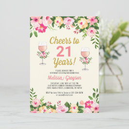 Saúde aniversário de 21 anos Convite Floral