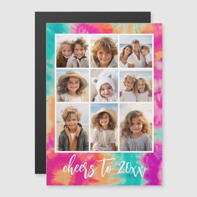 Saúde ao Ano Novo Tie-Dye Teal 70s (Frente/Verso)