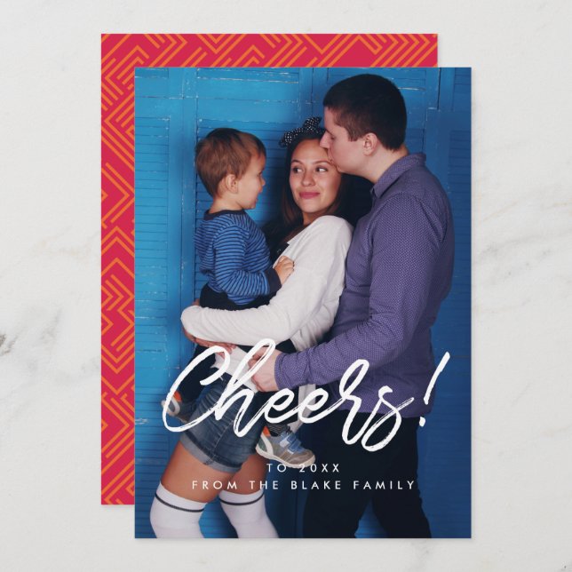 Saúde cartão com fotos moderno de ano novo (Frente/Verso)