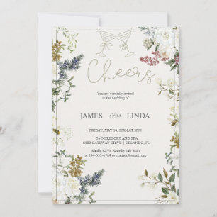 Saúde! Convite De Casamento Floral Elegante