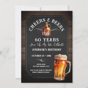 Saúde e Cerveja 60º Convite de aniversário