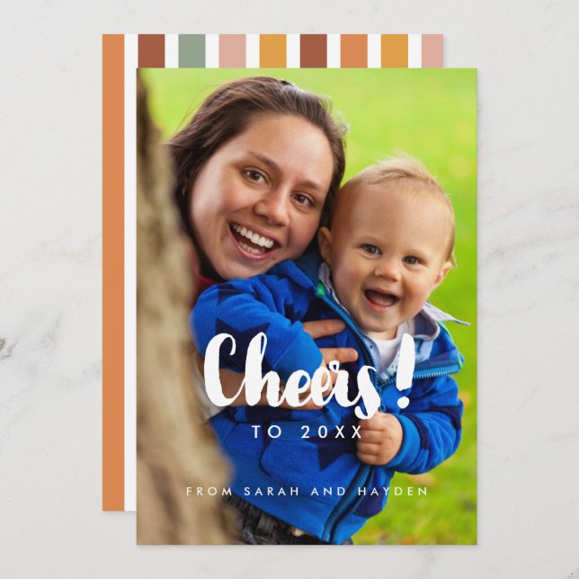 Saúde o cartão com fotos de Ano Novo (Frente/Verso)