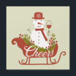 Saúde Snowman com vinho e Lâmina de Natal<br><div class="desc">Snowman De Natal A Segurar Um Cartão De Vinho</div>