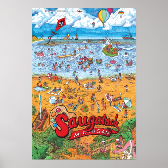 Saugatuck Beach Poster (Pequeno 13" x 19") (Frente)