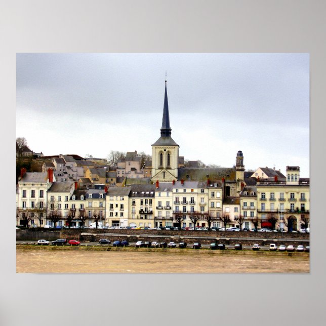 Saumur River Bank Scene Poster (Frente)