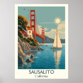 Sausalito California Art Impressão | Baía de Encan