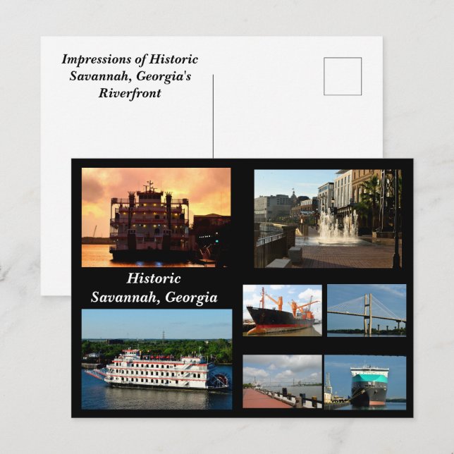 Savannah, cartão postal de feriado da Geórgia (Frente/Verso)