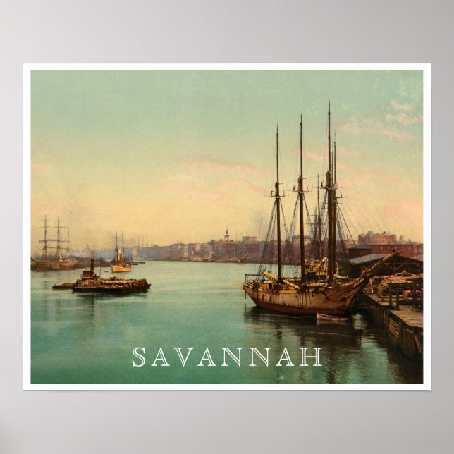 Savannah Georgia Historic River Scene Poster (Frente)