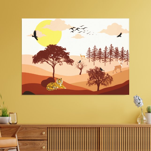 Savannah Nature Landscape Sunset Art Canvas Impres (Insitu(Sala de estar))