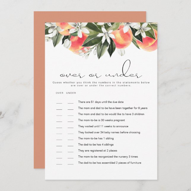 SAVANNAH Peach sobre o cartão de jogo do Chá de fr (Frente/Verso)