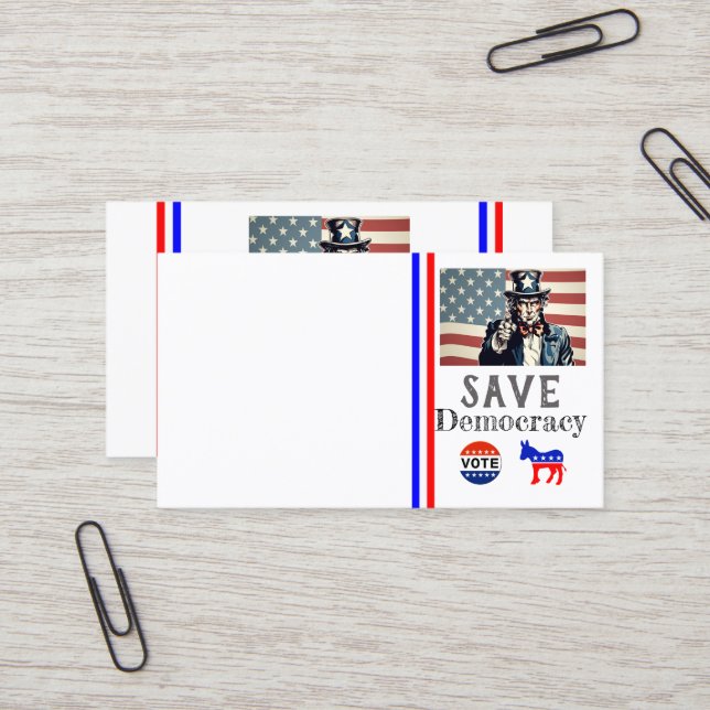 Save Democracy Cartão de visita (Frente/Verso In Situ)