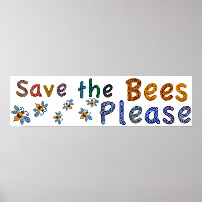 Save the Bees Please classroom poster (Frente)
