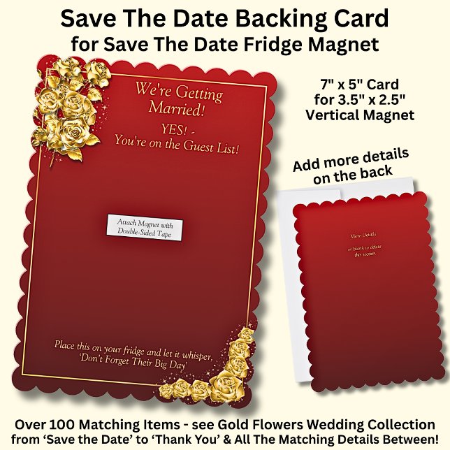 Save The Date - Gold Roses, Magnet Backing Card (Criador carregado)