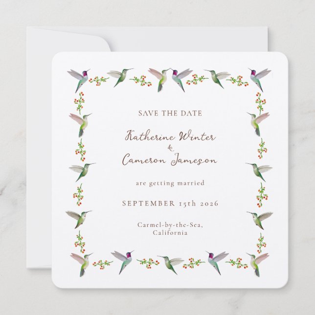 Save the Date Hummingbird Card (Frente)
