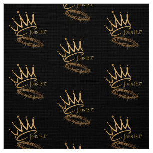 SAVIOR KING JESUS Tecido de padrão negro/Dourado