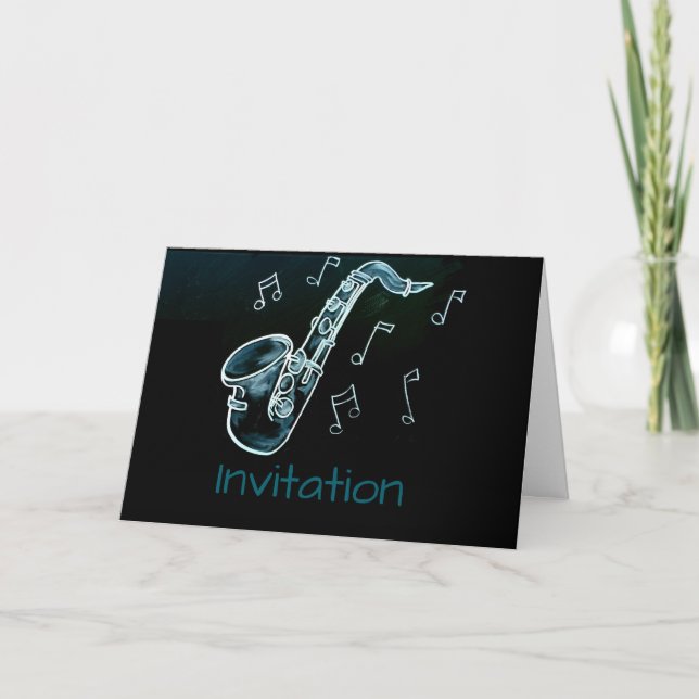 Saxofone E Notas Musicais (Frente)